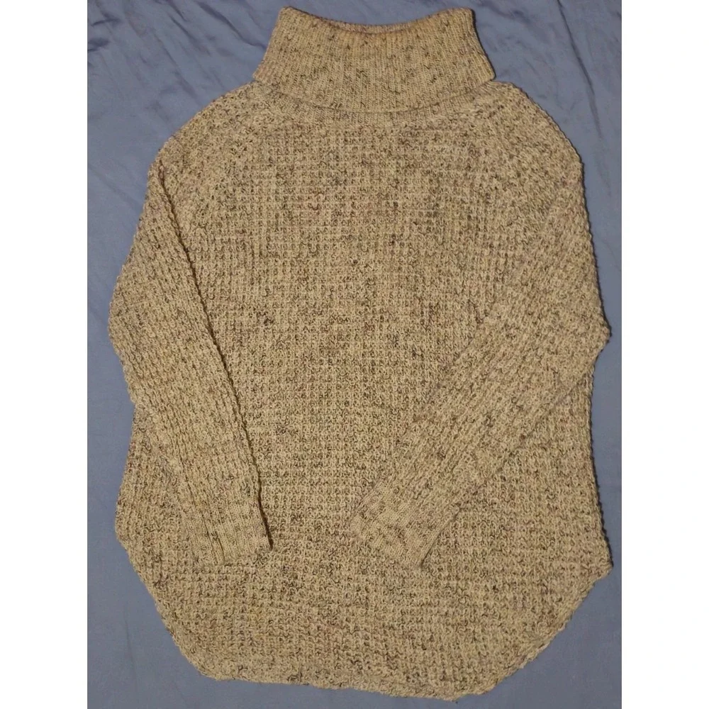 Free People Dylan Tweedy‎ Oversized  Knit Sweater Small Oatmeal Wool Blend Tunic